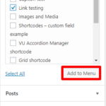 Add pages or posts to menu from your website