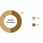 Gender distribution among enrolled students showing 52% female and 48% male